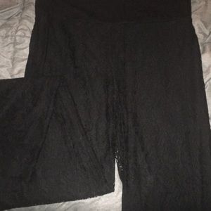 Black fitted lace pants